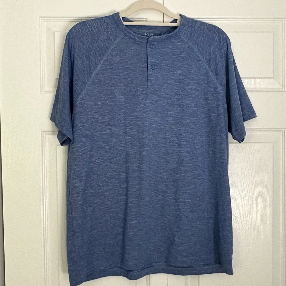 Men's J.Crew Soft Blue Henley Top – Two-Button Placket.